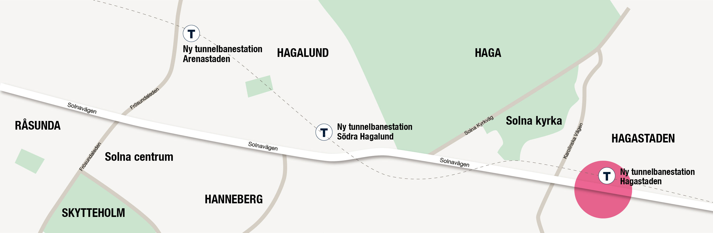 Karta Solnavägen med hagastaden markerad